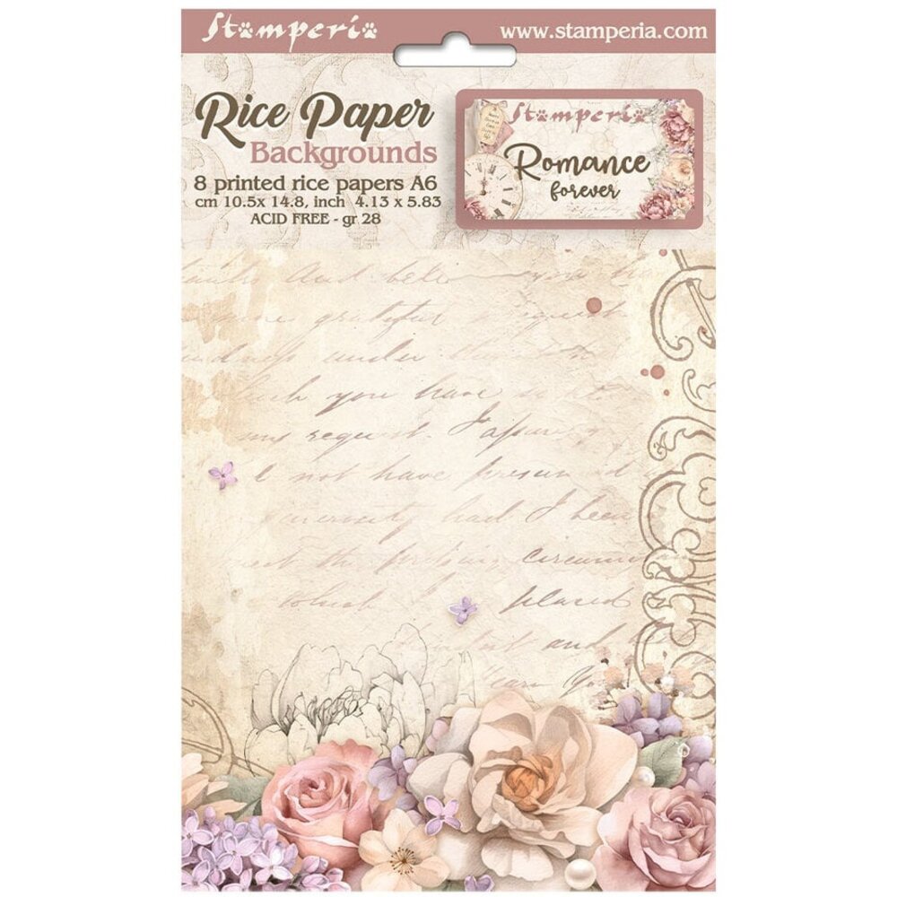 Stamperia Romance Forever Rice Paper Backgrounds A6 (DFSAK6014) Stamperia Romance Forever Rice Paper Backgrounds A6 (DFSAK6014)