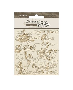 Stamperia Romance Forever Decorative Chips Quotes (SCB202)* Stamperia Romance Forever Decorative Chips Quotes (SCB202)*