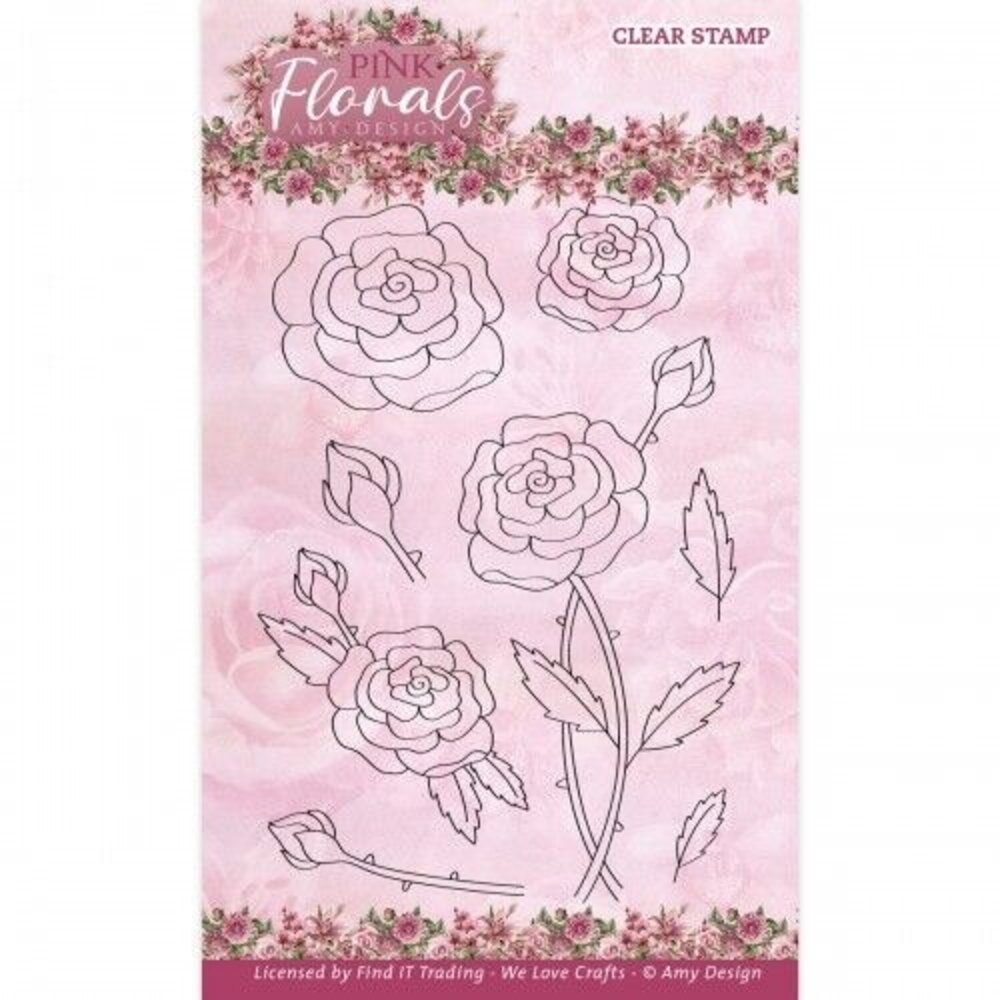 Amy Design Pink Florals Clear Stamp Set Rose (ADCS10078) Amy Design Pink Florals Clear Stamp Set Rose (ADCS10078)
