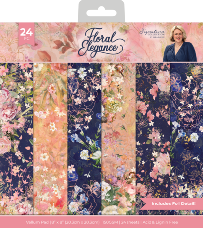 Crafter's Companion Floral Elegance 8x8 Inch Vellum Pad (S-FE-VELPAD8) Crafter's Companion Floral Elegance 8x8 Inch Vellum Pad (S-FE-VELPAD8)