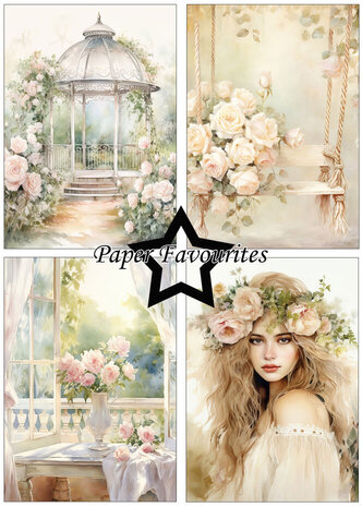 Paper Favourites Shabby Chic Roses A5 Paper Pack (PFA118)