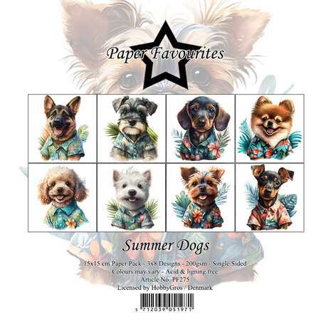 Paper Favourites Summer Dogs 6x6 Inch Paper Pack (PF275)