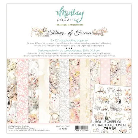Mintay Always & Forever 12x12 Inch Scrapbooking Paper Set (MT-ALF-07) Mintay Always & Forever 12x12 Inch Scrapbooking Paper Set (MT-ALF-07)