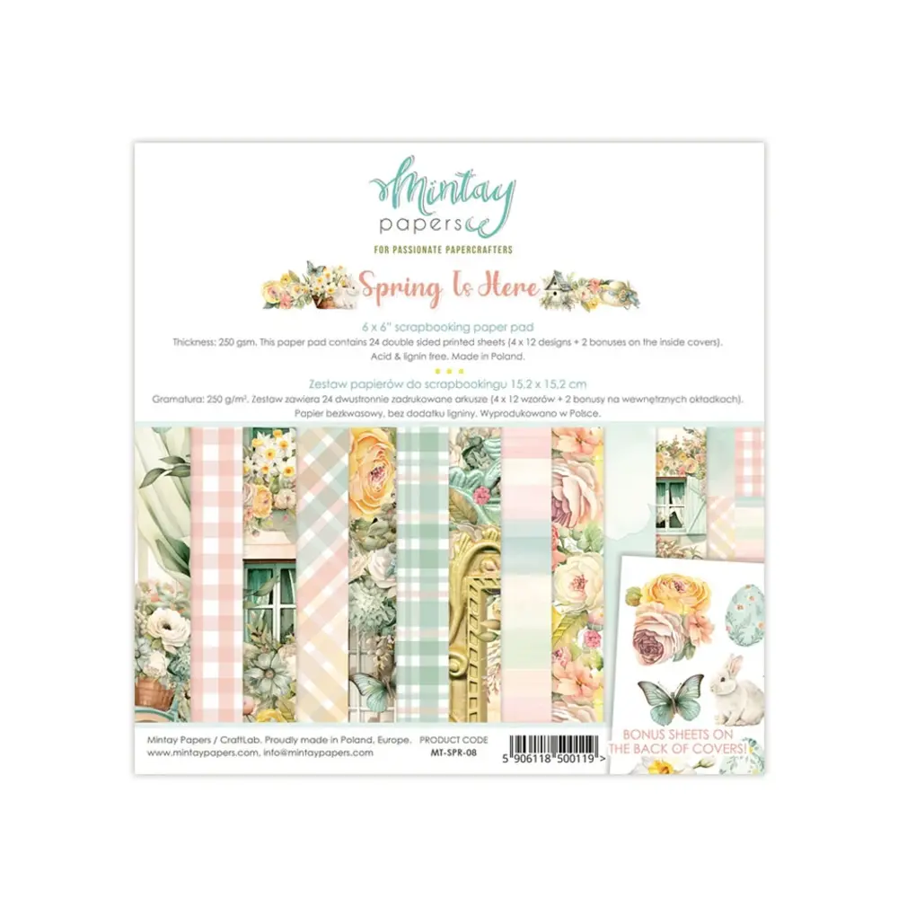 Mintay Spring Is Here 6x6 Inch Scrapbooking Paper Pad (MT-SPR-08)