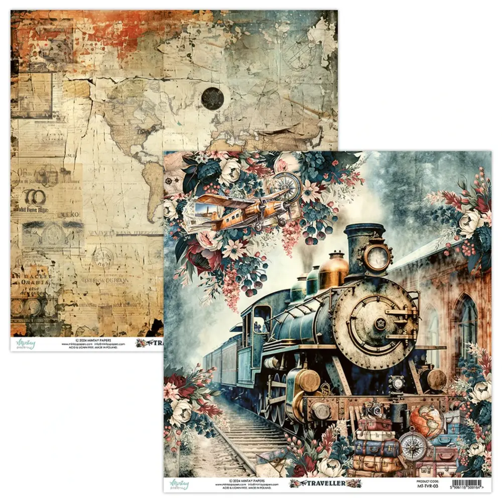Mintay Traveller 12x12 Inch Scrapbooking Paper Set (MT-TVR-07)