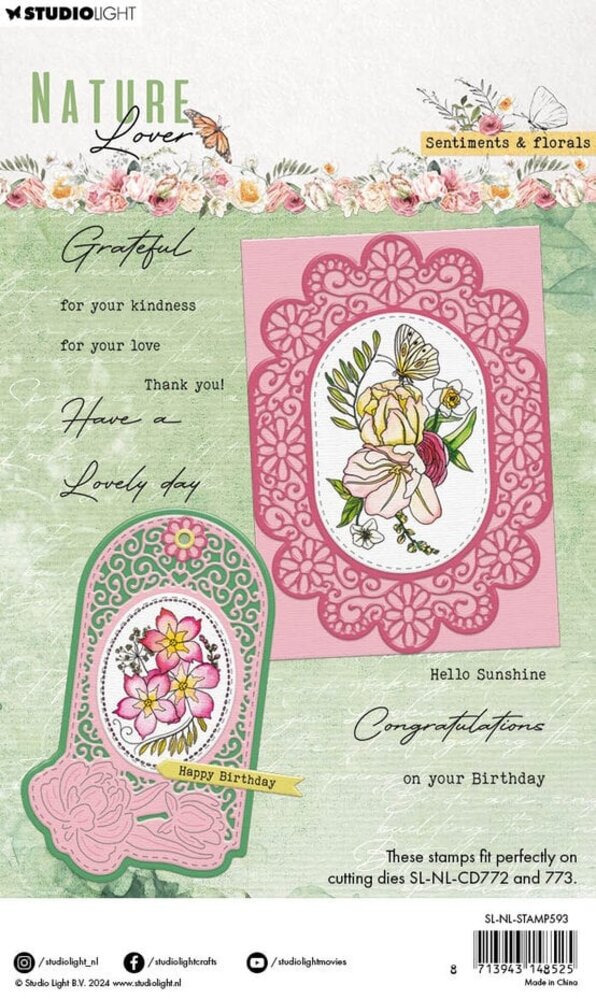 Studio Light Nature Lover Clear Stamps Sentiments & Florals (SL-NL-STAMP593)