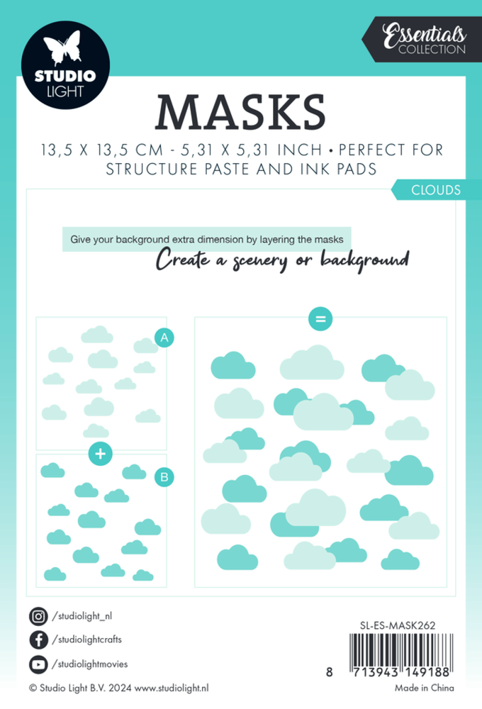 Studio Light Essentials Clouds Masking Stencil (SL-ES-MASK262) Studio Light Essentials Clouds Masking Stencil (SL-ES-MASK262)