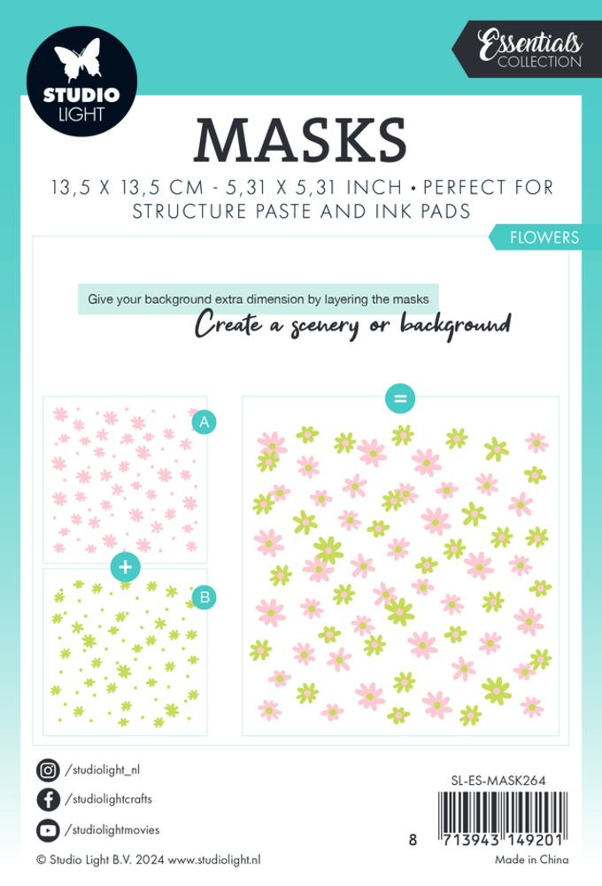 Studio Light Essentials Flowers Masking Stencil (SL-ES-MASK264) Studio Light Essentials Flowers Masking Stencil (SL-ES-MASK264)