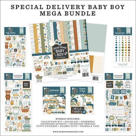 Echo Park Special Delivery Baby Boy 12x12 Inch Mega Bundle (SDB353050)
