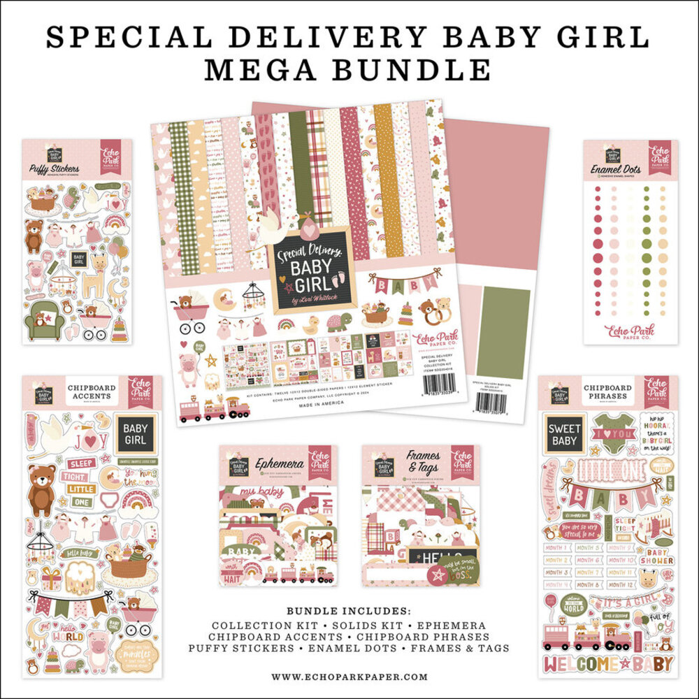 Echo Park Special Delivery Baby Girl 12x12 Inch Mega Bundle (SDG354050)