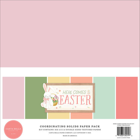 Carta Bella Here Comes Easter 12x12 Inch Coordinating Solids Paper Pack (CBHCE351015) Carta Bella Here Comes Easter 12x12 Inch Coordinating Solids Paper Pack (CBHCE351015)