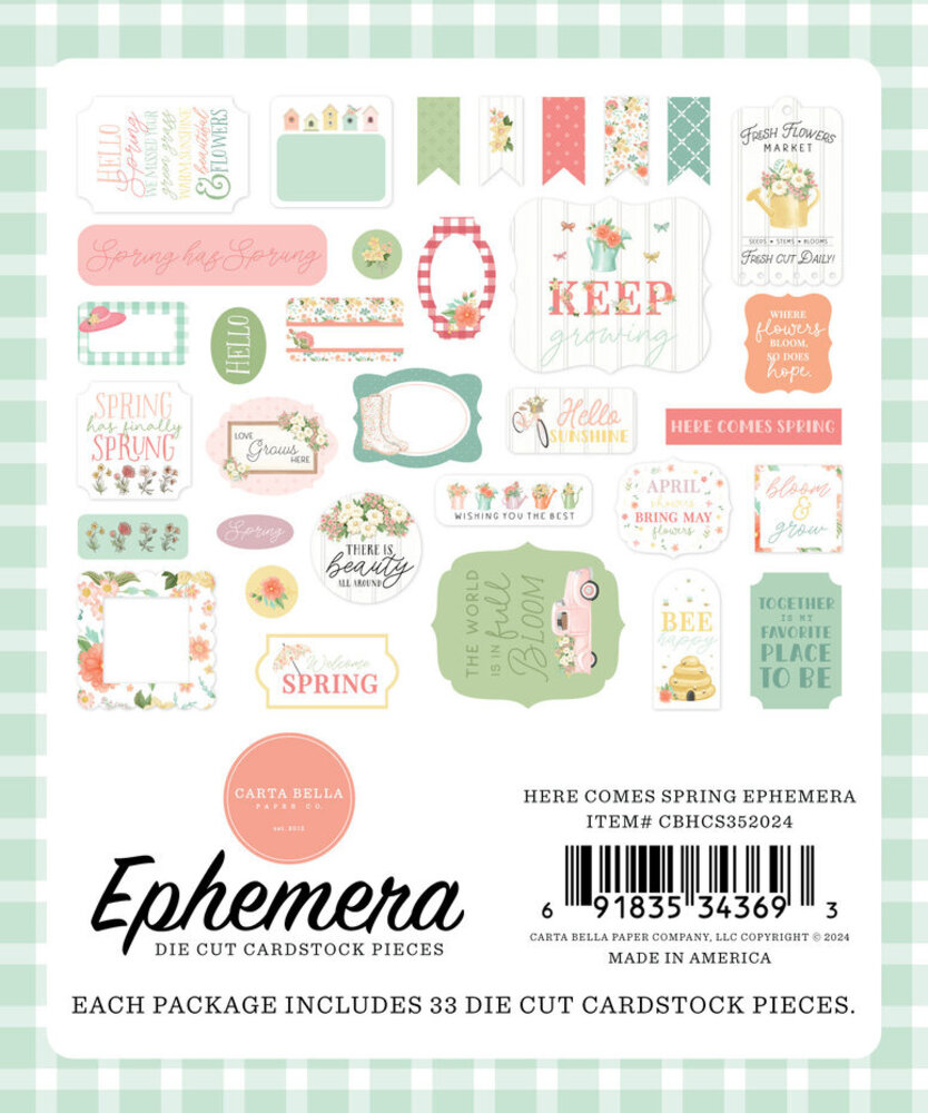 Carta Bella Here Comes Spring Ephemera (CBHCS352024) Carta Bella Here Comes Spring Ephemera (CBHCS352024)