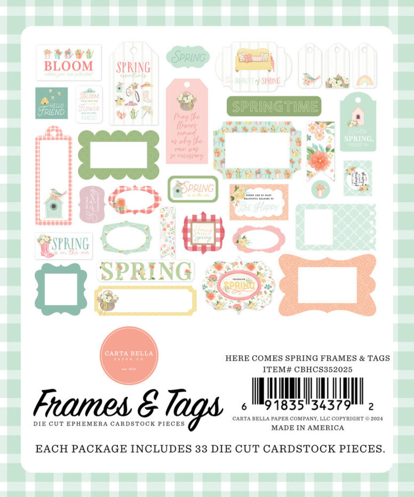 Carta Bella Here Comes Spring Ephemera Frames & Tags (CBHCS352025) Carta Bella Here Comes Spring Ephemera Frames & Tags (CBHCS352025)