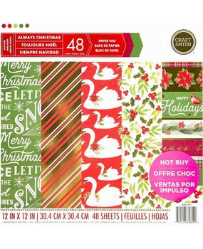 Craft Smith Always Christmas 12x12 Inch Paper Pad (MSE2191) Craft Smith Always Christmas 12x12 Inch Paper Pad (MSE2191)