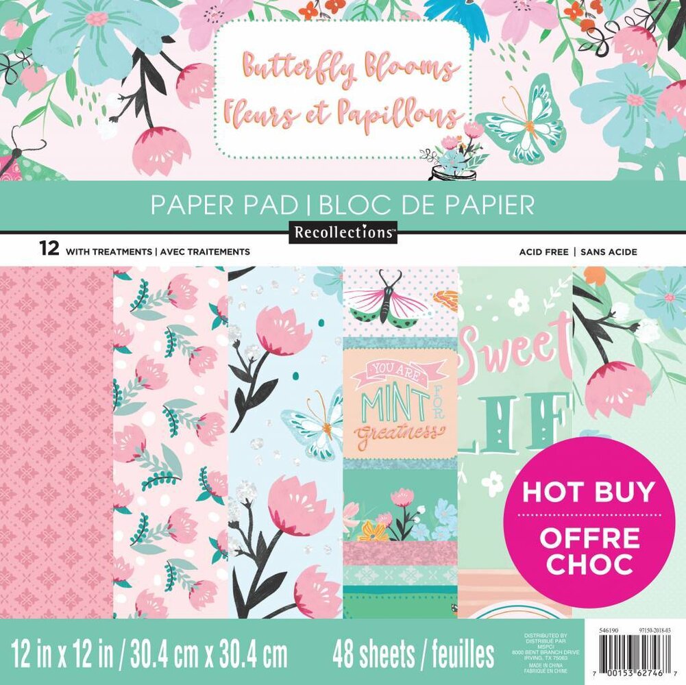 Craft Smith Butterfly Blooms 12x12 Inch Paper Pad (MPP0349)