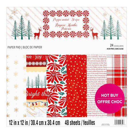 Craft Smith Peppermint Stripe 12x12 Inch Paper Pad (MSE7487)