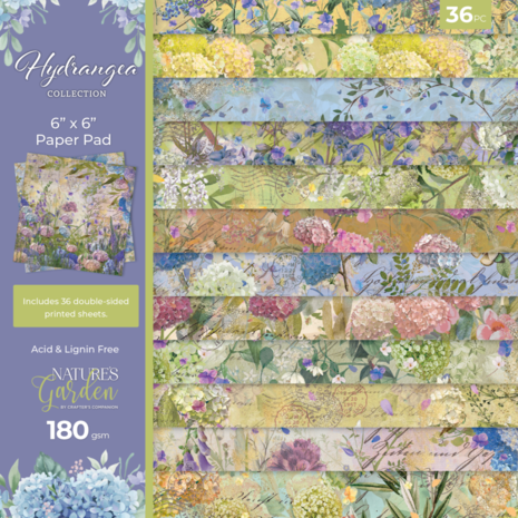 Crafter's Companion Hydrangea 6x6 Inch Paper Pad (NG-HY-PAD6) Crafter's Companion Hydrangea 6x6 Inch Paper Pad (NG-HY-PAD6)