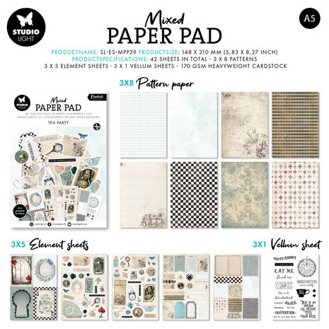 Studio Light Essentials Tea Party A5 Mixed Paper Pad (SL-ES-MPP29) Studio Light Essentials Tea Party A5 Mixed Paper Pad (SL-ES-MPP29)