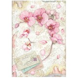 Stamperia Orchids and Cats Pink Orchid Rice Paper A4 (DFSA4847)