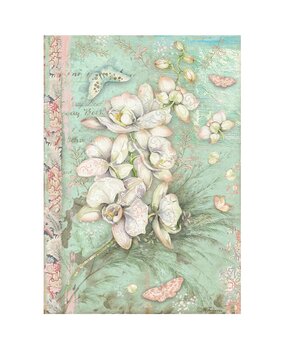 Stamperia Orchids and Cats White Orchid Rice Paper A4 (DFSA4848) Stamperia Orchids and Cats White Orchid Rice Paper A4 (DFSA4848)