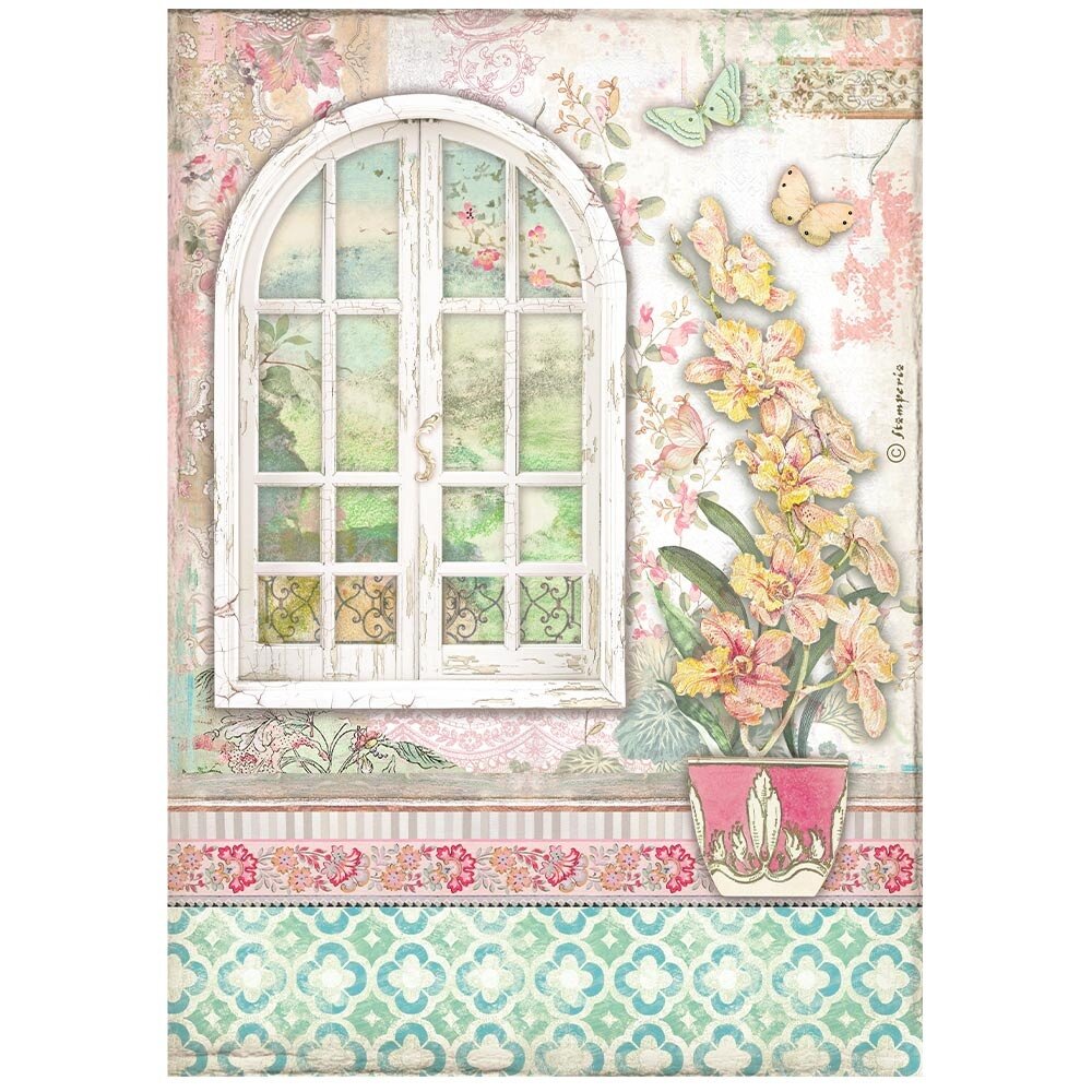 Stamperia Orchids and Cats Window Rice Paper A4 (DFSA4850) Stamperia Orchids and Cats Window Rice Paper A4 (DFSA4850)