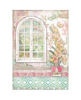 Stamperia Orchids and Cats Window Rice Paper A4 (DFSA4850)* Stamperia Orchids and Cats Window Rice Paper A4 (DFSA4850)*