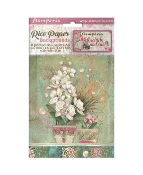 Stamperia Orchids and Cats Rice Paper Backgrounds A6 (DFSAK6017) Stamperia Orchids and Cats Rice Paper Backgrounds A6 (DFSAK6017)