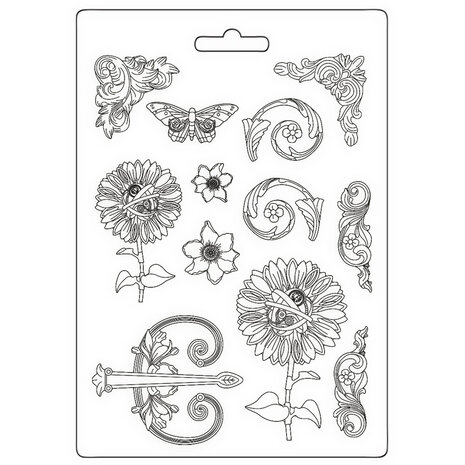 Stamperia Sir Vagabond in Fantasy World Soft Mould A4 Mechanical Sunflower (K3PTA4574)