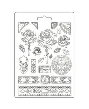Stamperia Sir Vagabond in Fantasy World Soft Mould A4 Mechanical Rose and Borders (K3PTA4575)* Stamperia Sir Vagabond in Fantasy World Soft Mould A4 Mechanical Rose and Borders (K3PTA4575)*