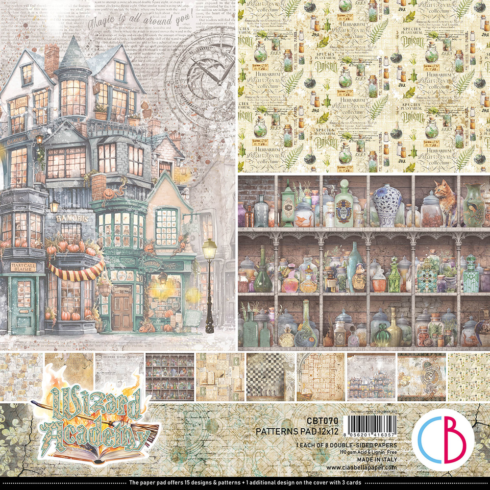 Ciao Bella Papercrafting Wizard Academy 12x12 Inch Patterns Pad (CBT071) Ciao Bella Papercrafting Wizard Academy 12x12 Inch Patterns Pad (CBT071)