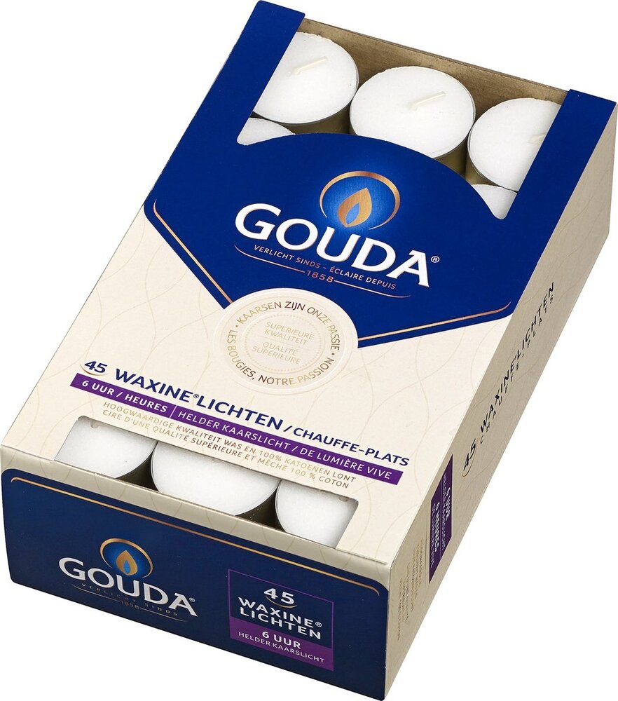 Gouda Waxinelicht Wit 6 uur (45pcs) Gouda Waxinelicht Wit 6 uur (45pcs)