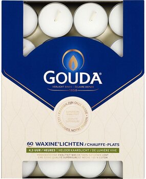 Gouda Waxinelicht Wit 4.5 uur (60pcs) Gouda Waxinelicht Wit 4.5 uur (60pcs)