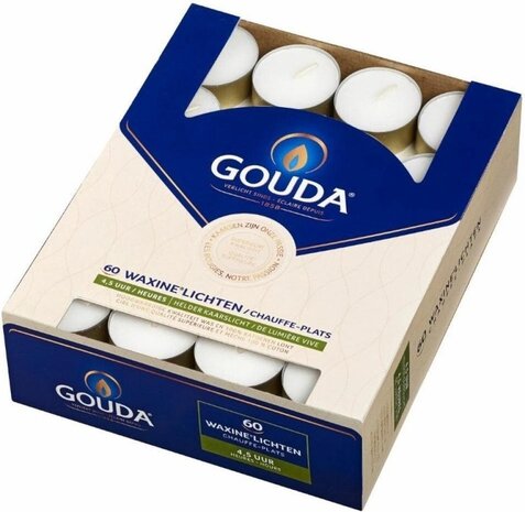 Gouda Waxinelicht Wit 4.5 uur (60pcs) Gouda Waxinelicht Wit 4.5 uur (60pcs)