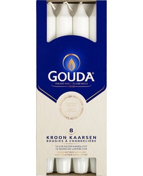 Gouda Kroonkaars Satijn Wit 20 cm (8pcs) Gouda Kroonkaars Satijn Wit 20 cm (8pcs)