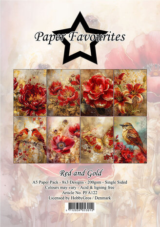 Paper Favourites Red and Gold A5 Paper Pack (PFA122)