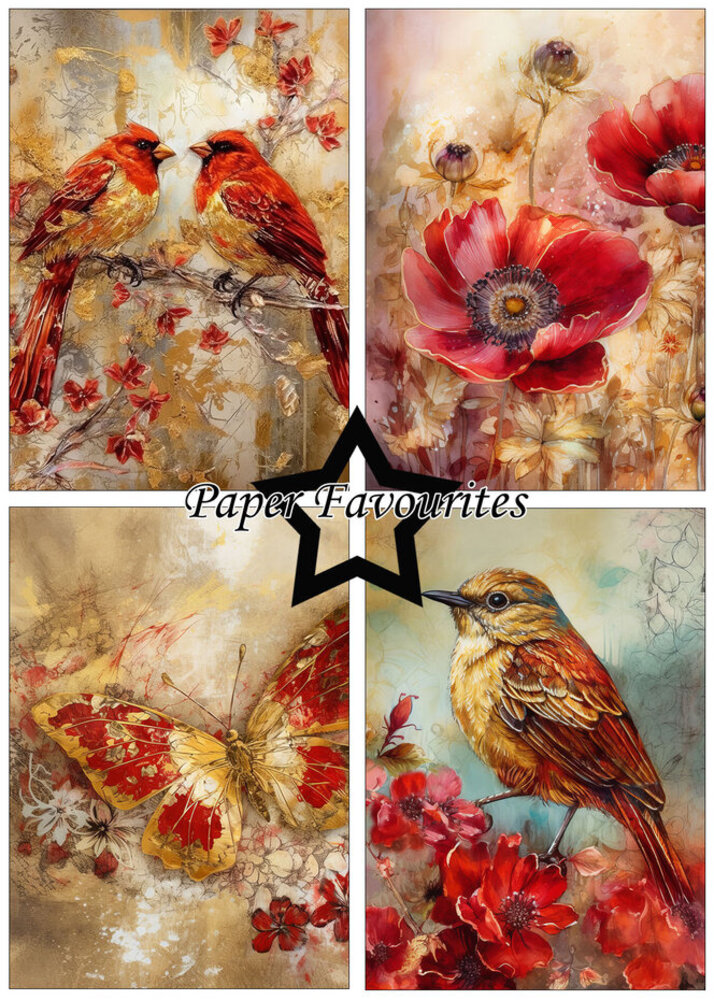 Paper Favourites Red and Gold A5 Paper Pack (PFA122)