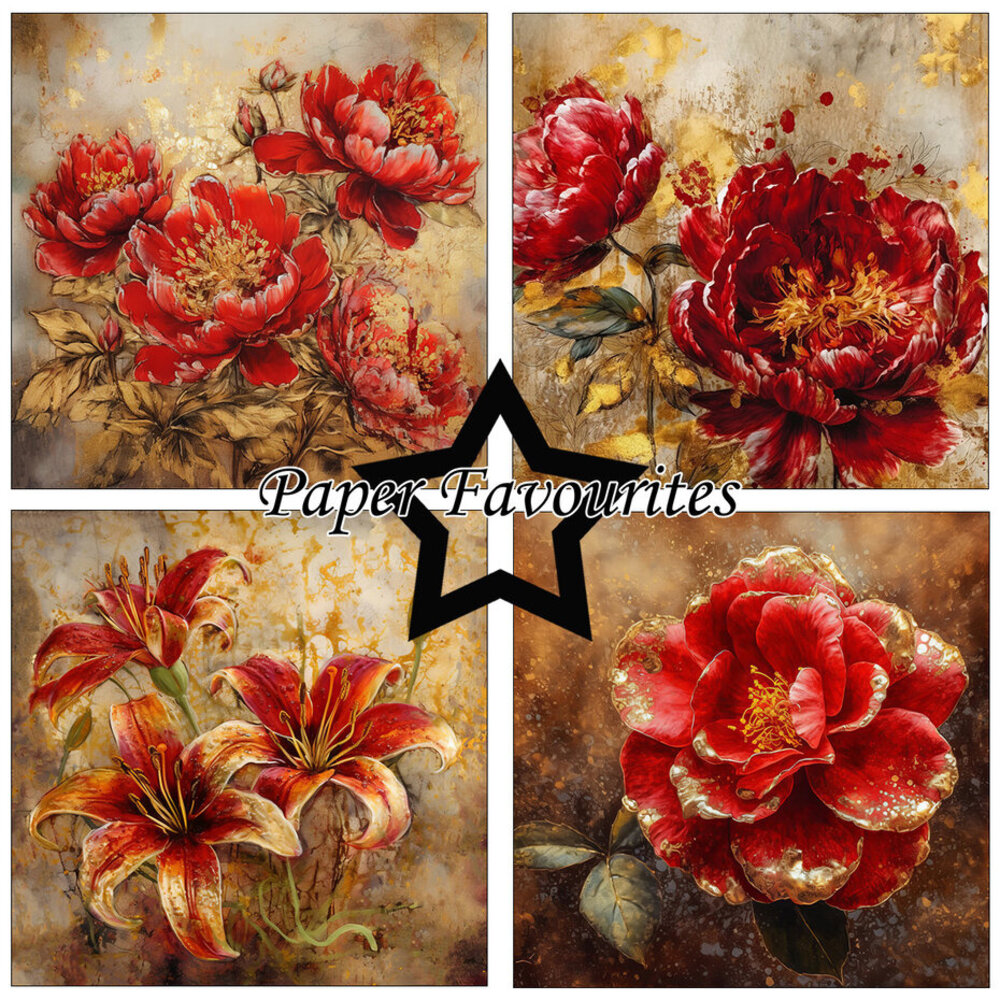 Paper Favourites Red and Gold 6x6 Inch Paper Pack (PF278)