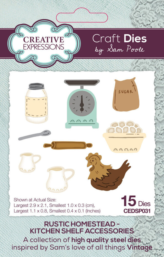 Creative Expressions Sam Poole Craft Die Rustic Homestead Kitchen Shelf Accessories (CEDSP031)