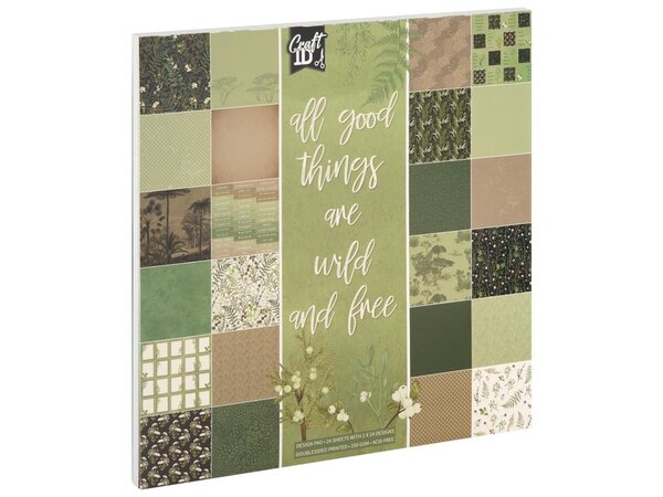 Craft ID All Good Things are Wild and Free 25x25cm Designpad (CR4007/GE)