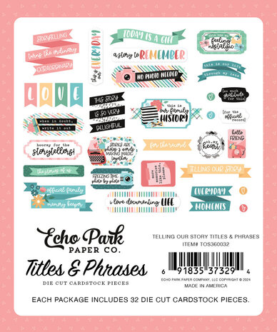 Echo Park Telling Our Story Ephemera Titles & Phrases (TOS360032) Echo Park Telling Our Story Ephemera Titles & Phrases (TOS360032)