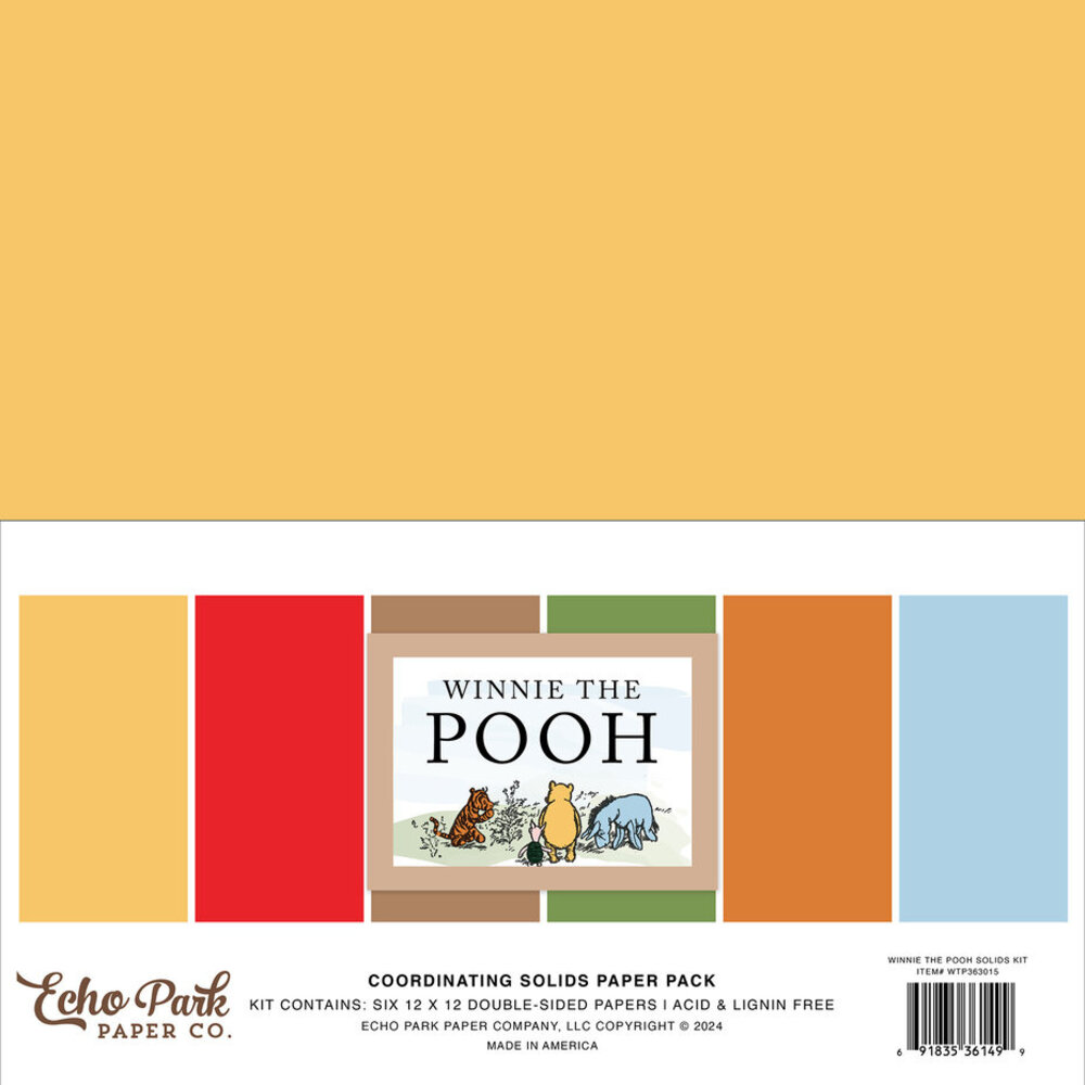 Echo Park Winnie The Pooh 12x12 Inch Coordinating Solids Paper Pack (WTP363015)