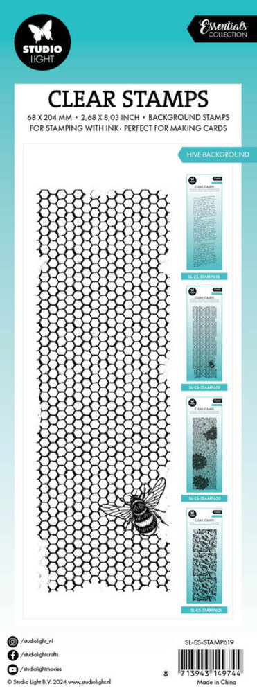 Studio Light Essentials Clear Stamps Slimline Hive Background (SL-ES-STAMP619) Studio Light Essentials Clear Stamps Slimline Hive Background (SL-ES-STAMP619)