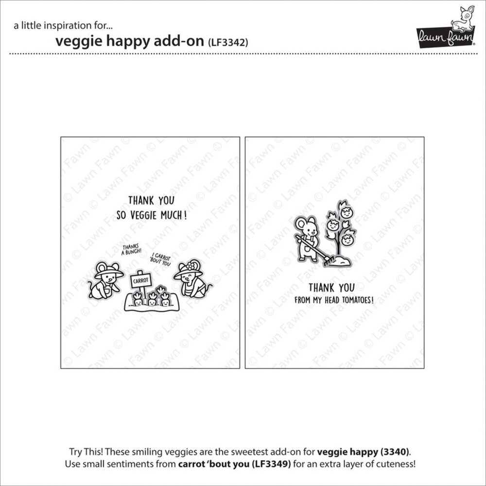 Lawn Fawn Veggie Happy Add-On Clear Stamps (LF3342)