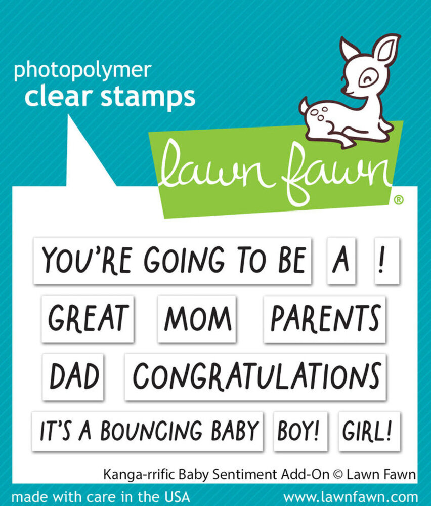 Lawn Fawn Kanga-rrific Baby Sentiment Add-On Clear Stamps (LF3348) Lawn Fawn Kanga-rrific Baby Sentiment Add-On Clear Stamps (LF3348)