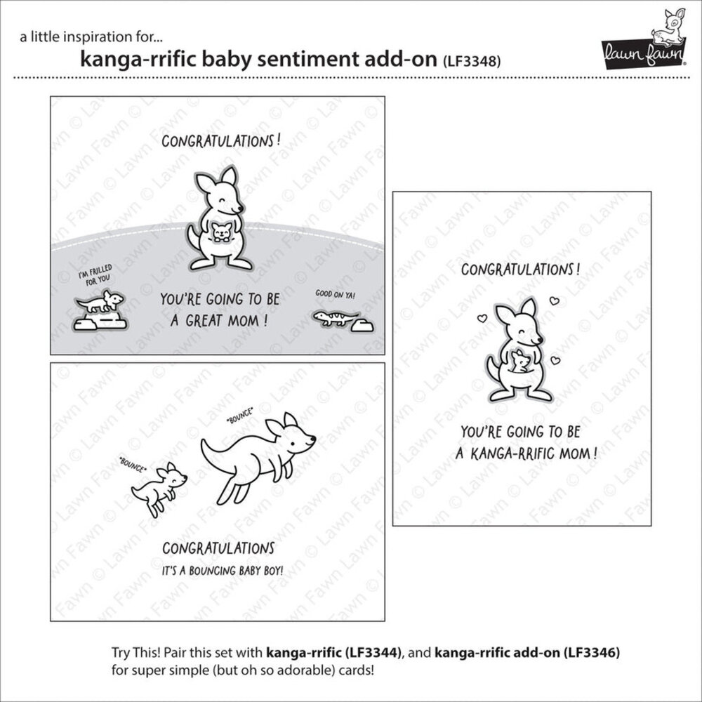 Lawn Fawn Kanga-rrific Baby Sentiment Add-On Clear Stamps (LF3348) Lawn Fawn Kanga-rrific Baby Sentiment Add-On Clear Stamps (LF3348)