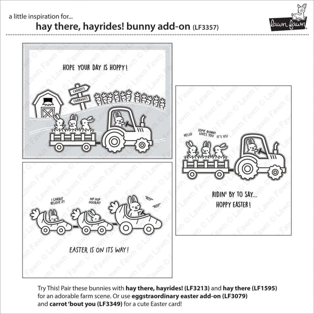 Lawn Fawn Hay There, Hayrides! Bunny Add-On Clear Stamps (LF3357)