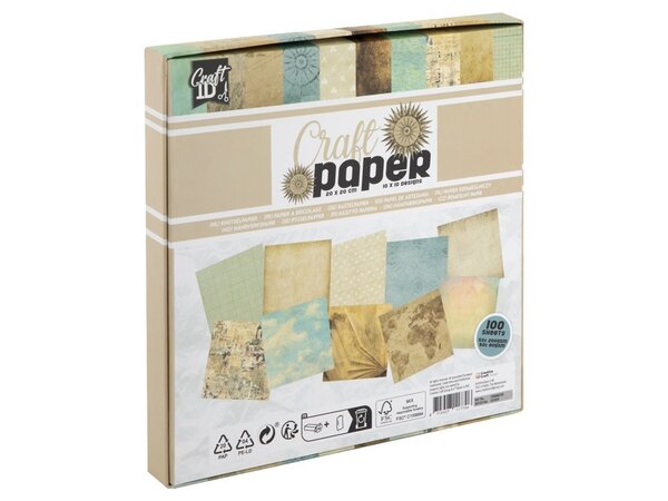 Craft ID Timeless Travels 8x8 Inch Craft Paper Collection Box [100 Vellen] (CR0060/GE)