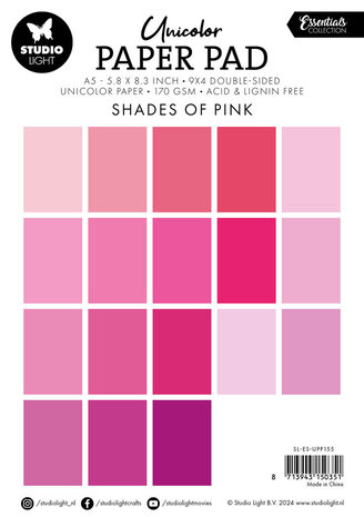 Studio Light Essentials Shades Of Pink A5 Unicolor Paper Pad (SL-ES-UPP155) Studio Light Essentials Shades Of Pink A5 Unicolor Paper Pad (SL-ES-UPP155)