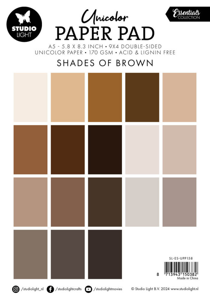 Studio Light Essentials Shades Of Brown A5 Unicolor Paper Pad (SL-ES-UPP158) Studio Light Essentials Shades Of Brown A5 Unicolor Paper Pad (SL-ES-UPP158)