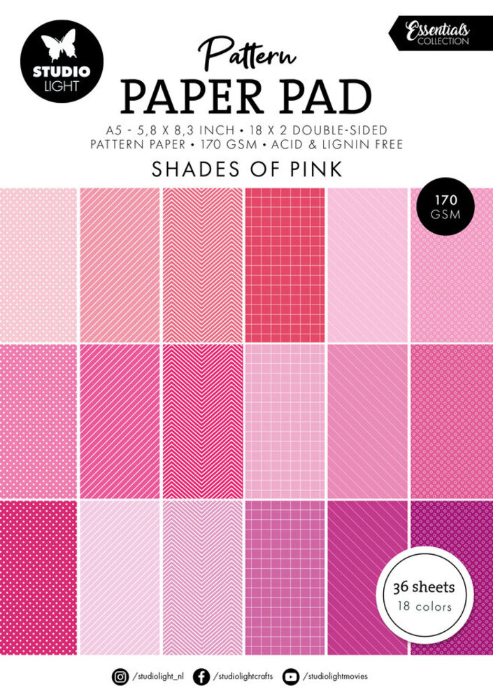 Studio Light Essentials Shades Of Pink A5 Pattern Paper Pad (SL-ES-PPP163) Studio Light Essentials Shades Of Pink A5 Pattern Paper Pad (SL-ES-PPP163)